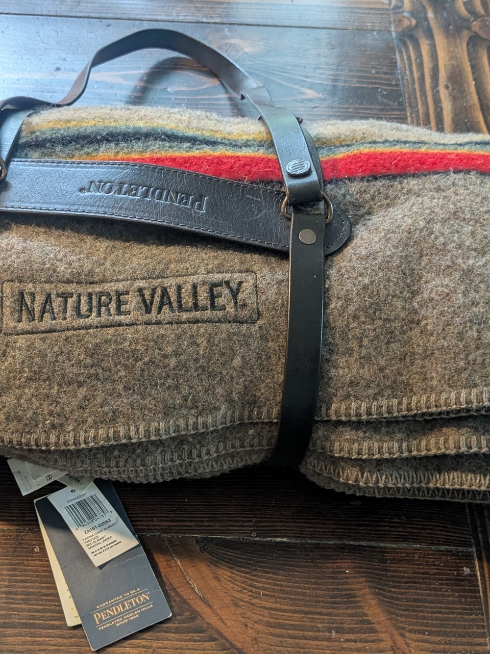 Pendleton Nature Valley Wool Blanket Roll - Brown with Red & Gold Stripes